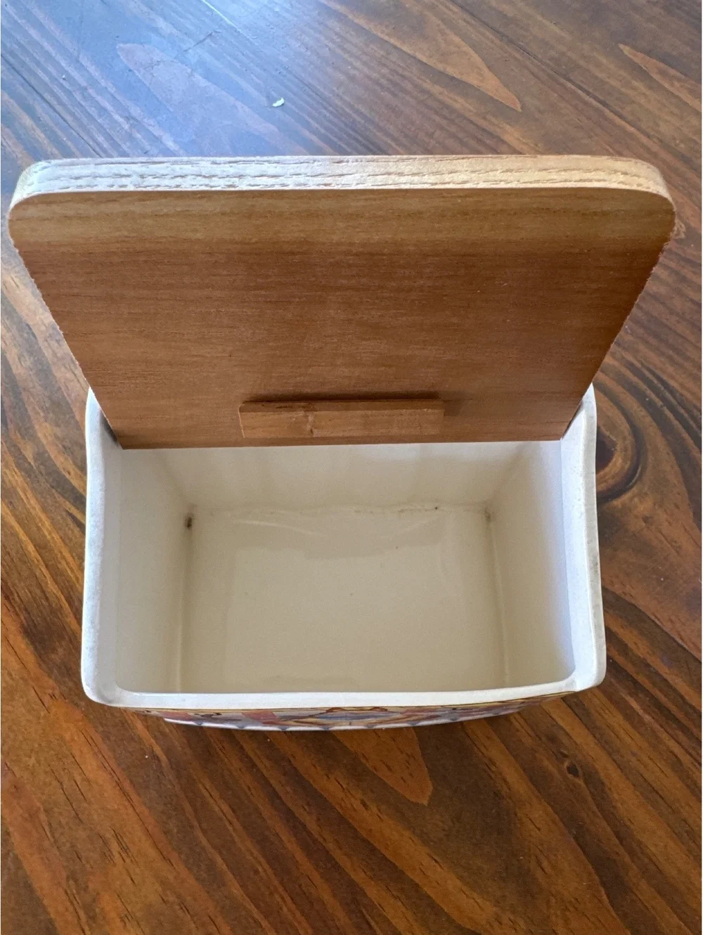 Vintage Lisa Berrett Cat Recipe Box with Wooden Lid